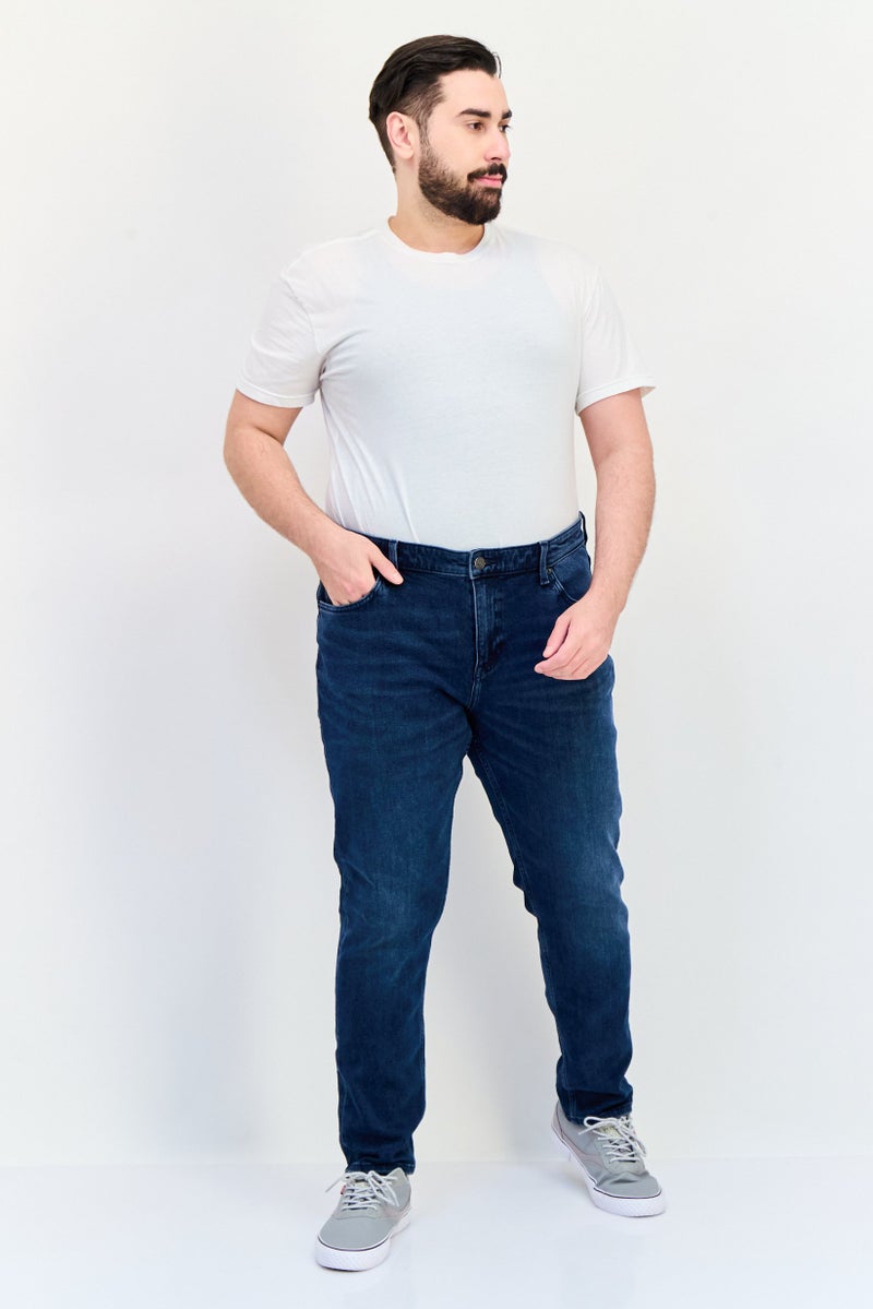 Celio Men Slim Fit Washed Stretchable Jeans, Dark Blue - Image 4