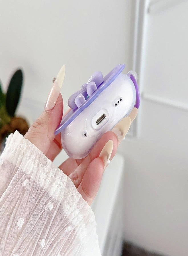 OTOPO Cute AirPods Pro 2/1 Gen Clear Case, Girly 3D Bow Design Soft TPU Protective Shockproof Kawaii Apple iPod Pro 2nd/1st Generation Cover with Cleaner Pen & Keychain Girls Women 2023/2022/2019 - Image 3
