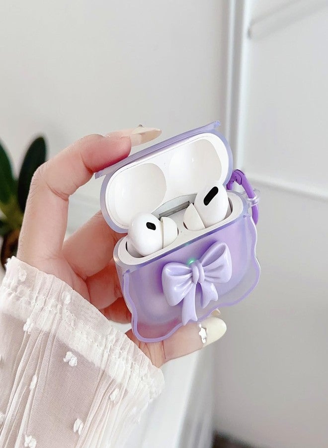 OTOPO Cute AirPods Pro 2/1 Gen Clear Case, Girly 3D Bow Design Soft TPU Protective Shockproof Kawaii Apple iPod Pro 2nd/1st Generation Cover with Cleaner Pen & Keychain Girls Women 2023/2022/2019 - Image 2