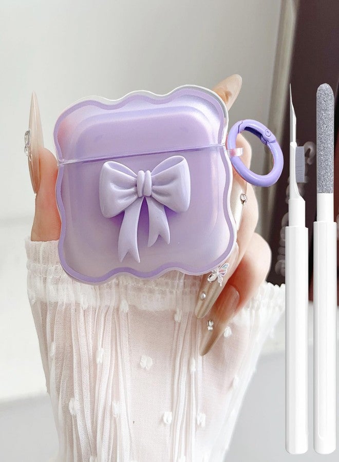 OTOPO Cute AirPods Pro 2/1 Gen Clear Case, Girly 3D Bow Design Soft TPU Protective Shockproof Kawaii Apple iPod Pro 2nd/1st Generation Cover with Cleaner Pen & Keychain Girls Women 2023/2022/2019 - Image 1