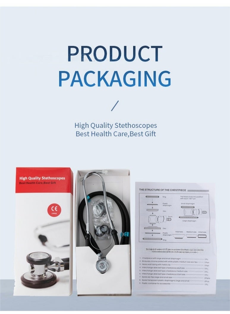 HAVEN high quality stethoscopes，Professional Portable Medical Dual Headed Multifunctional Stethoscope Tube Home Medical Professional Listening Heartbeat Pulse Stethoscope，Professional Portable Medical Dual Headed Multifunctional Stethoscope Tube - Image 2