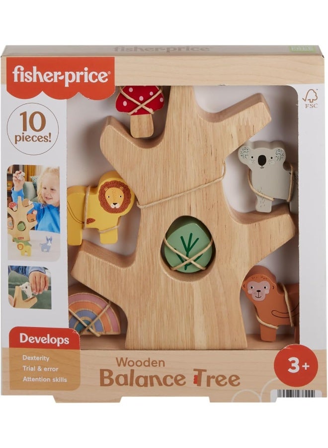 Fisher-Price ​Stacking Toy Wooden Balance Tree, 10 Wood Pieces For Developmental Play For Preschool Kids Ages 3+ Years  - Image 1
