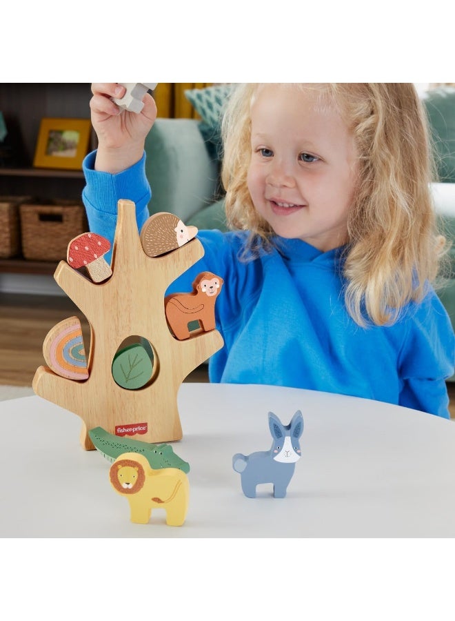 Fisher-Price ​Stacking Toy Wooden Balance Tree, 10 Wood Pieces For Developmental Play For Preschool Kids Ages 3+ Years  - Image 2