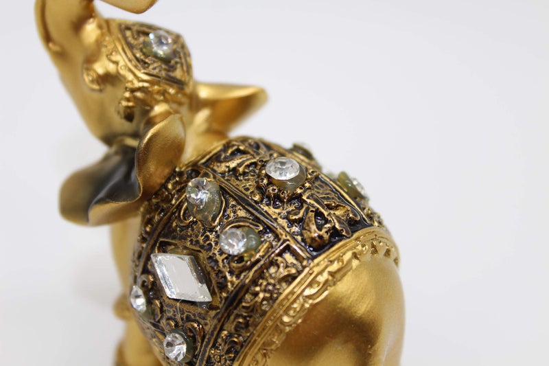 Mose Cafolo 3.8"(H) Golden Elephant Figurine Statue for Good Feng Shui Wealth Lucky for Home Decor - Image 5