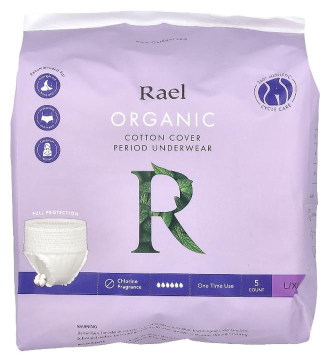 Rael, Organic Cotton Cover Period Underwear, L/XL , 5 Count (Packaging may vary) - Image 1
