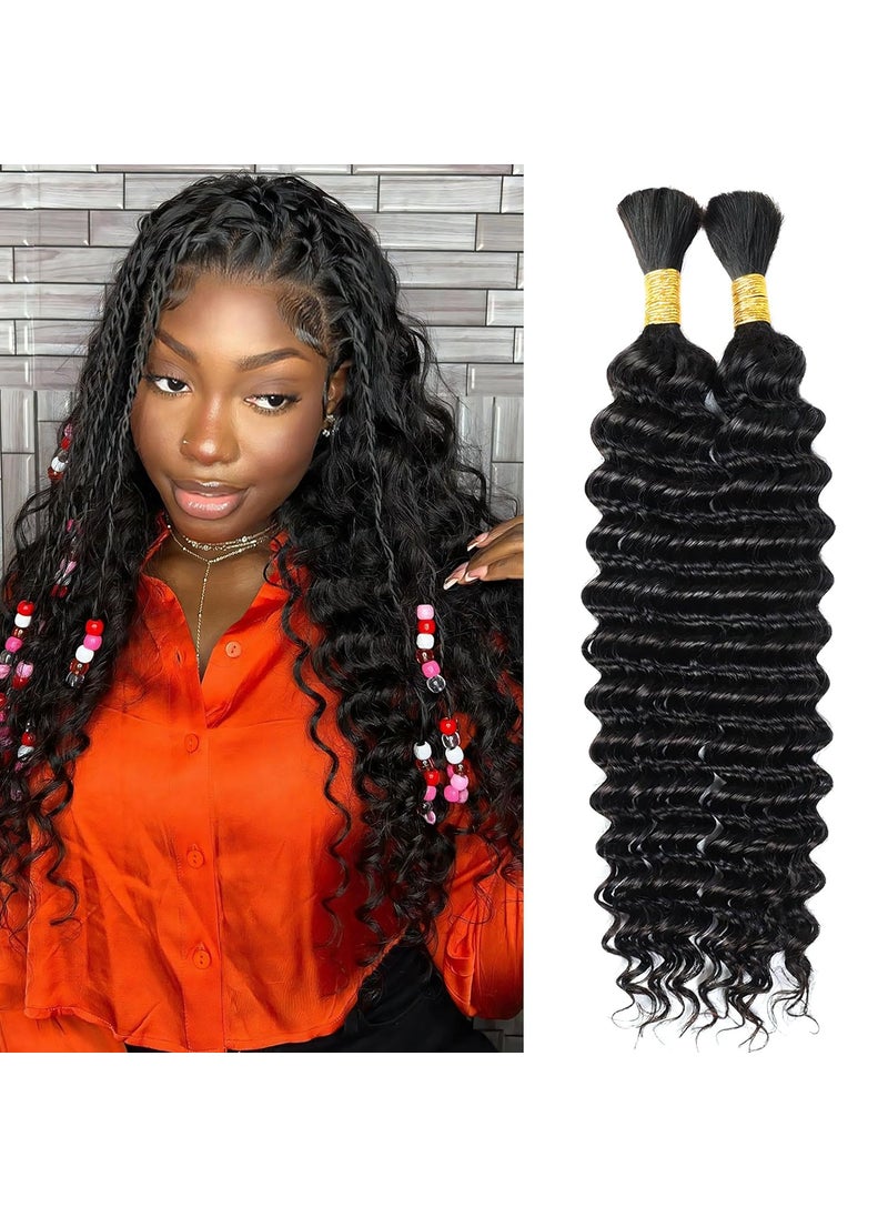 Peekaboo - PEEKABOO Human Hair for Deep Wave Braiding No Weft 100 Brazilian Virgin Human Hair Extensions for 10A Natural Black Hair for Two Bundles1 Bundle 50g100g Nature Braiding Human Hair 26 inch - Image 1