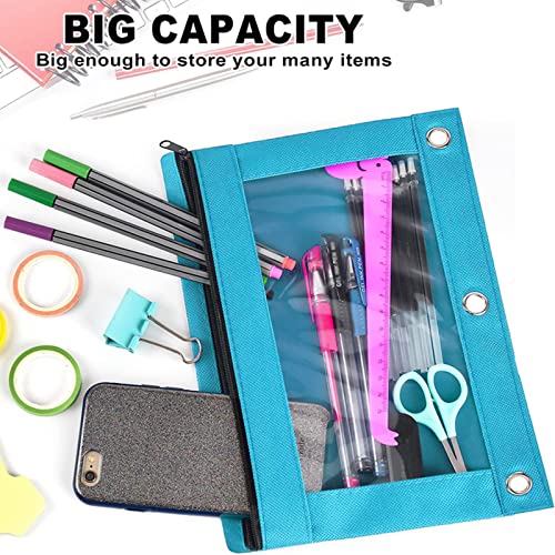 TOPWOOZU Pencil Pouch 3 Ring, Zipper Pencil Pouches Case Binder Cosmetic Bag Black 2 Pack - Image 4
