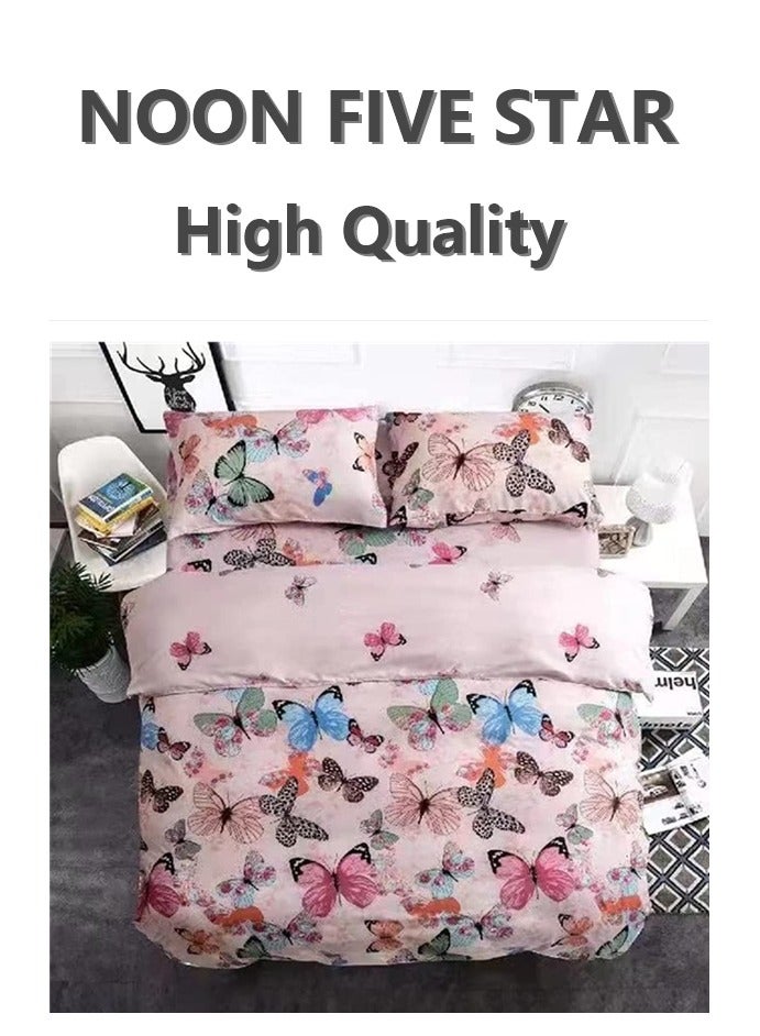 King Size 220x240cm 6PCS floral/butterfly pattern design  Duvet Cover 4Pillow Cover 1 Sand-Resistant Fitted Sheet