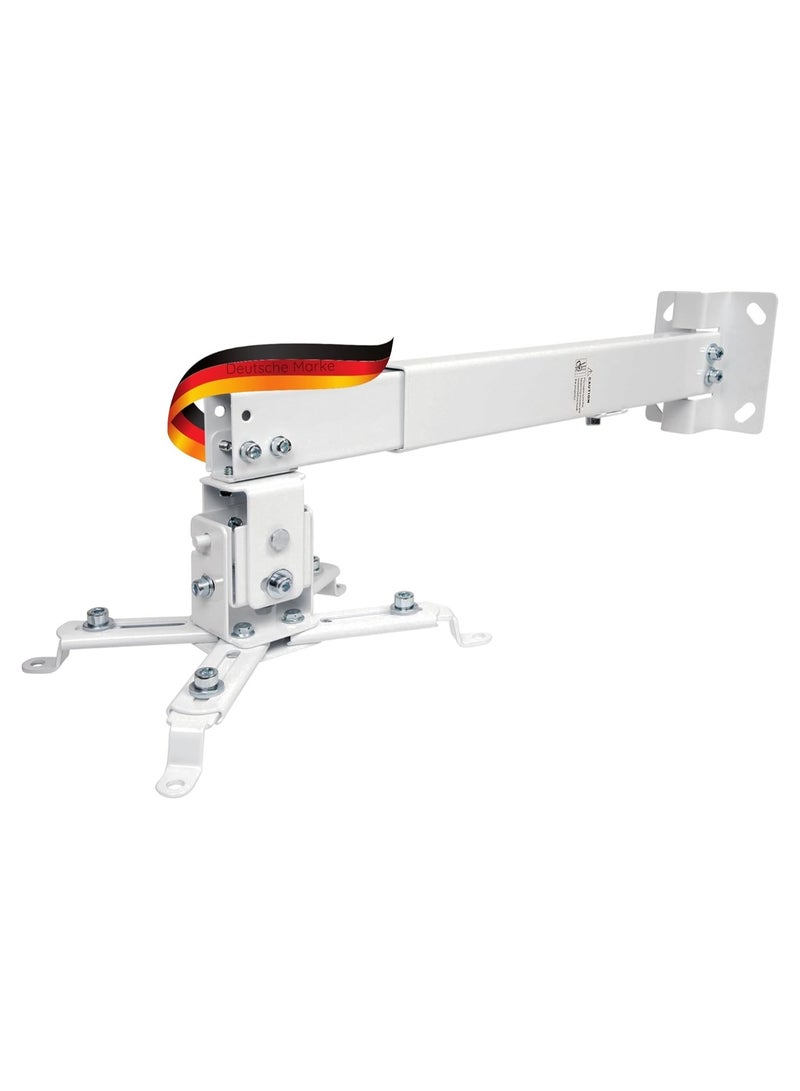 حامل بروجكتور جداري/سقفي عالمي | قابل للتعديل والدوران | حمولة 20 كجم | أبيض - Image 1