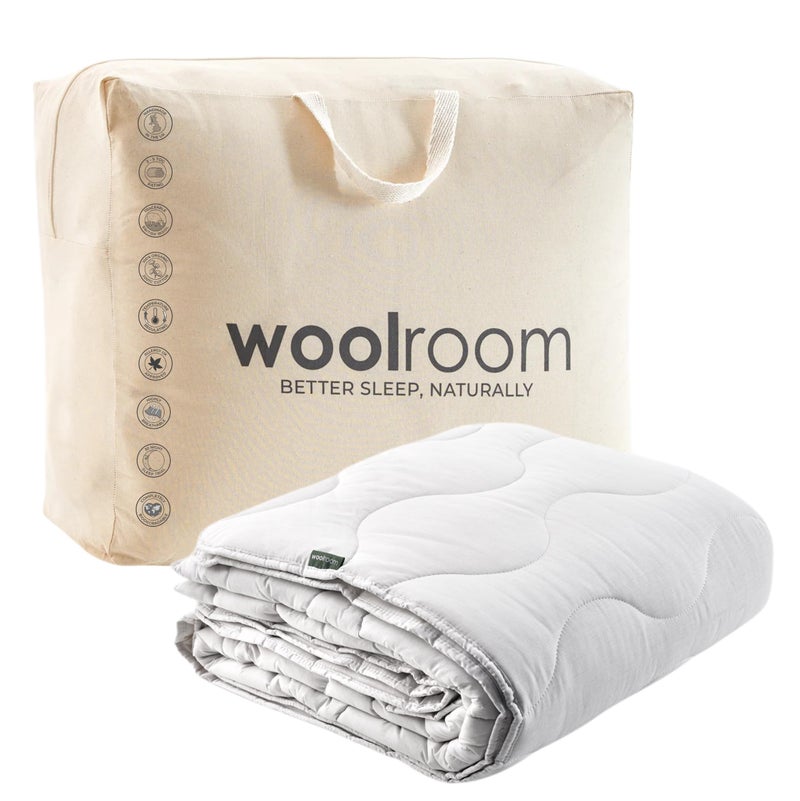 WOOLROOM Classic Medium All Year Round Wool King Duvet 710 tog Allergy Friendly Heat Regulating Dust Mite Resistant All Night Natural British Wool Bedding Comfort  Feather and Down Alternative