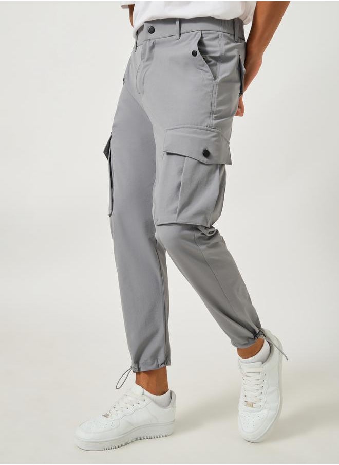 Fort Collins Solid Flat Front Cargo Pants with Drawstring Hem  - Image 1