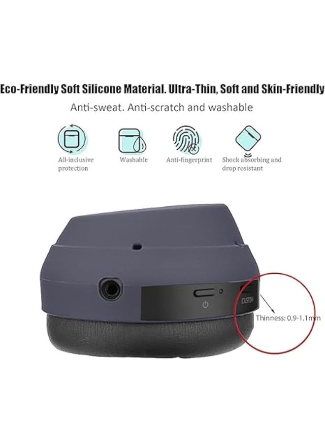 3 In 1 Case Cover for Sony WH-1000XM4 Headphones,Embody EarPad Cover/Ear Cover/Headband Cover/Headband Cushion Protector,Sweat Proof Soft Silicone Headphones Accessories（Blue） - Image 4