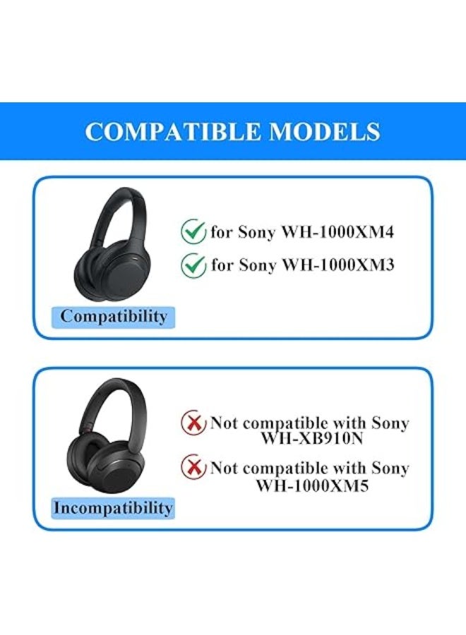 3 In 1 Case Cover for Sony WH-1000XM4 Headphones,Embody EarPad Cover/Ear Cover/Headband Cover/Headband Cushion Protector,Sweat Proof Soft Silicone Headphones Accessories（Blue） - Image 2