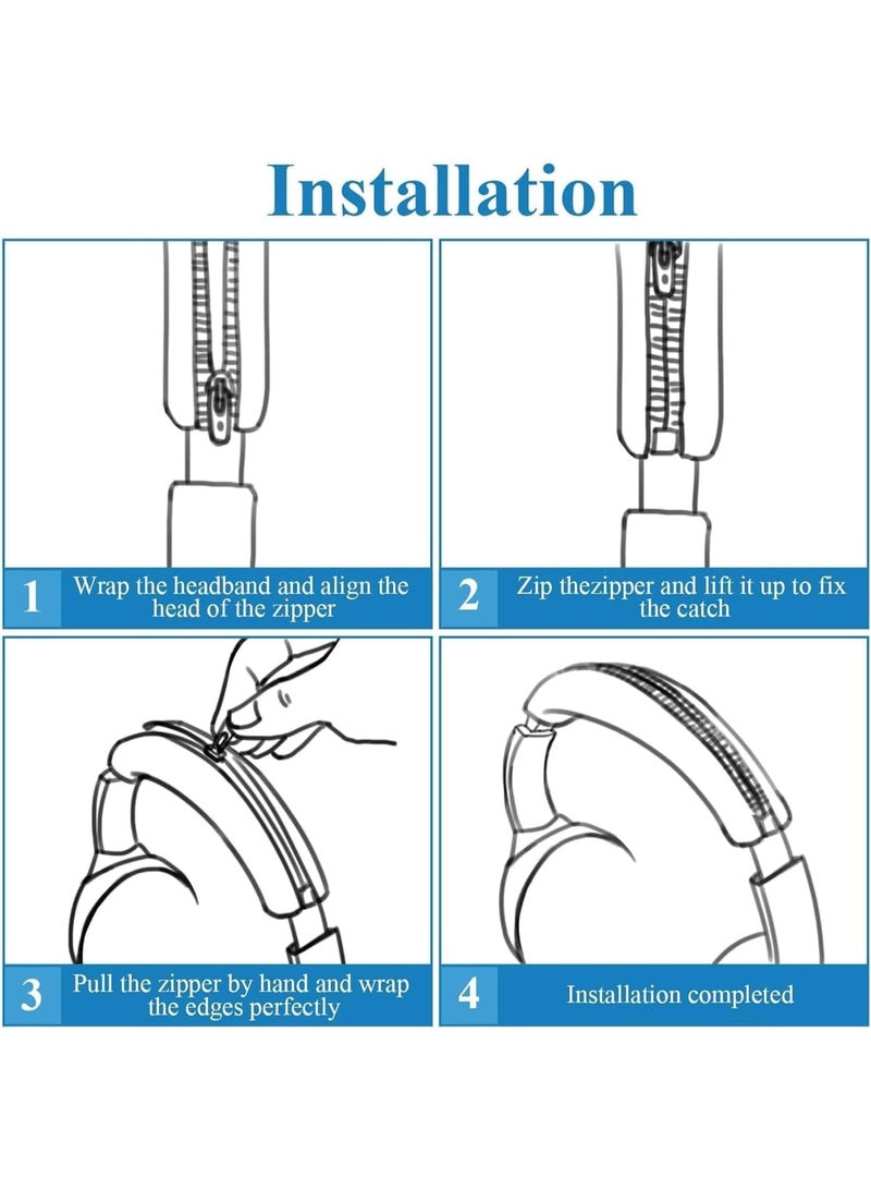 3 In 1 Case Cover for Sony WH-1000XM4 Headphones,Embody EarPad Cover/Ear Cover/Headband Cover/Headband Cushion Protector,Sweat Proof Soft Silicone Headphones Accessories（Blue） - Image 5