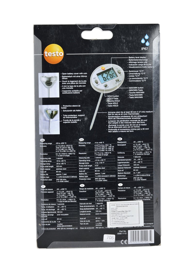 Testo Waterproof Mini Thermometer (0560 1113) – High-Accuracy Penetration Probe Pocket Meter for Food & HVAC - Image 2