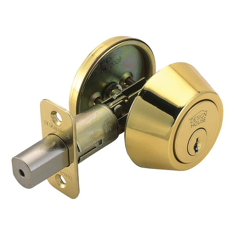 Design House Pro Deadbolt Single Cylinder 2Way with Latch Round Corner Reversible Polished Brass 484 x 402 x 236 in 782763 - Image 2