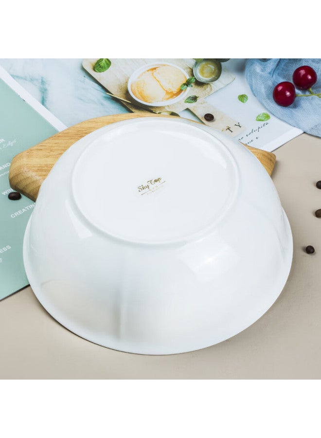 Sky Top White Ceramic Large Soup Bowl Bone China Creative Household Moving Large Capacity 9-inch Golden Ding Bowl - Image 4