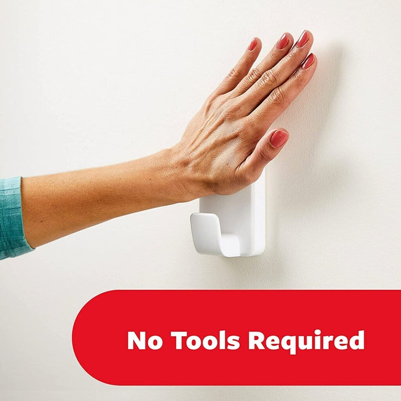 Command Command 15 Lb XL Heavyweight Wall Hook, Damage Free Hanging Wall Hook with Adhesive Strips, Heavy Duty Single Wall Hook for Hanging Back to School Organizers, 2 White Hooks and 8 Command Strips - Image 5