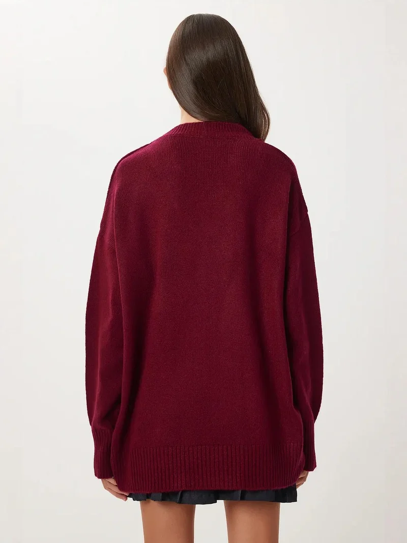 إسطنبول الساحرة ISTANBUL Oversized V-Neck Ribbed Knit Sweater
