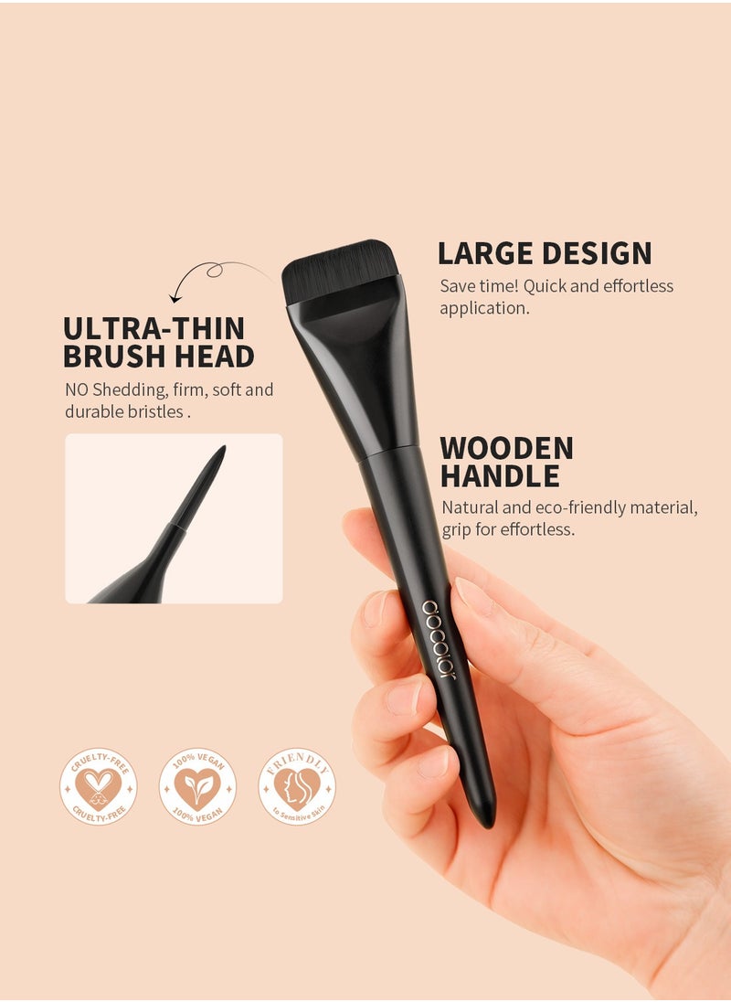 docolor - Flat Foundation Brush for Liquid Makeup, Ultra Thin Liquid Foundation Brush Makeup Face Brush for Blending, Cream, Makeup Tool - Black - Image 1