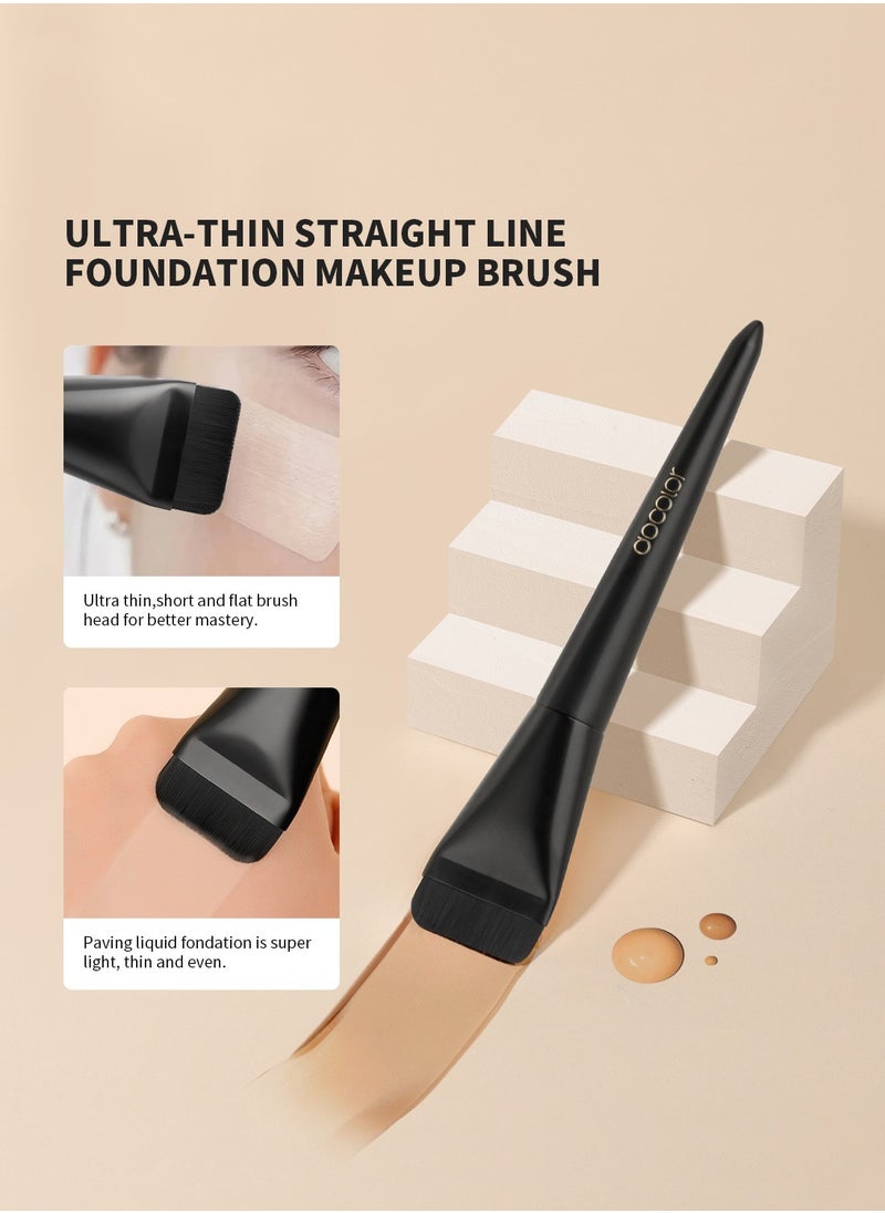 docolor - Flat Foundation Brush for Liquid Makeup, Ultra Thin Liquid Foundation Brush Makeup Face Brush for Blending, Cream, Makeup Tool - Black - Image 1