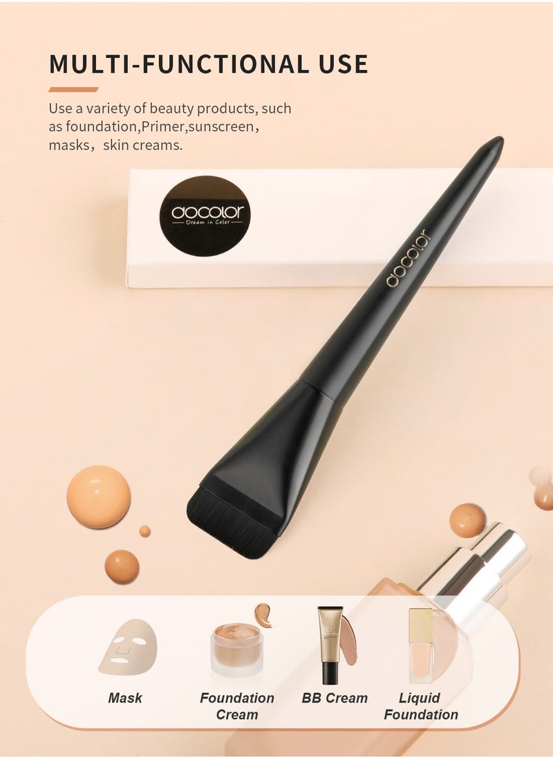 docolor - Flat Foundation Brush for Liquid Makeup, Ultra Thin Liquid Foundation Brush Makeup Face Brush for Blending, Cream, Makeup Tool - Black - Image 1