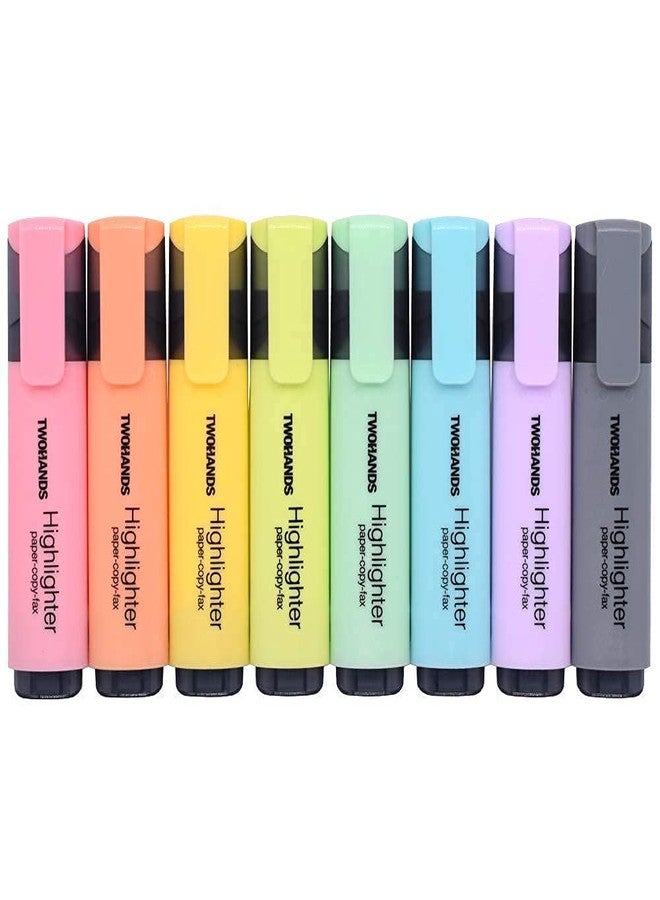 TWOHANDS Highlighters, 8 Assorted Pastel Colors, Chisel Tip Marker Pen,with Large Ink Reservoir for Extra Long Marking Performance 20208 - Image 1