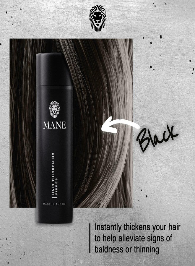 Mane Hair Building Fibers for Women & Men, for Fine & Thinning Hair, Thicker Fuller Looking Hairstyle, Conceal Bald Spots - Black - Image 2