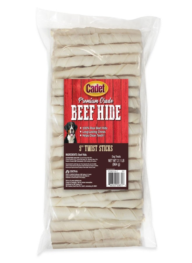 Cadet Premium Grade Beef Hide for Dogs, Long Lasting Rawhide Twist Chew Sticks, Natural Dog Chews, 5 Inch Dog Bones (34 Count) - Image 1