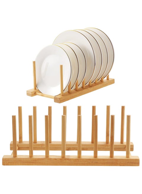 صفاية أطباق من الخشب ب 8 أقسام حامل أدوات المائدة والأكواب، رف تجفيف الأطباق والأطباق العميقة والأكواب والأغطية والكسرولات وألواح التقطيع
