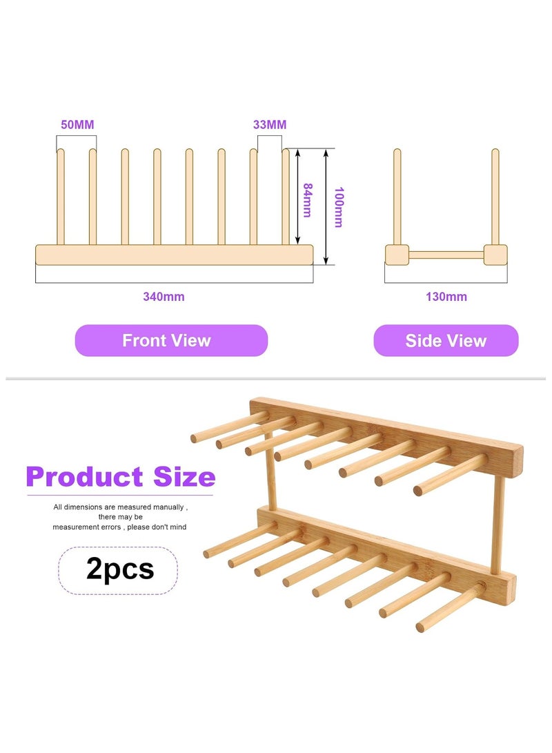 KITCHENOO 8 Compartment Wooden Dish Drainer Cutlery and Cup Holder Drying Rack for Plates, Deep Dishes, Cups, Lids, Casseroles, Cutting Boards - Image 2