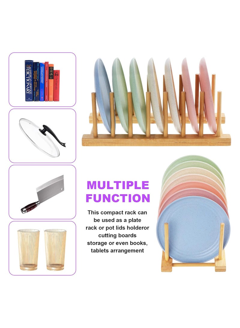 KITCHENOO 8 Compartment Wooden Dish Drainer Cutlery and Cup Holder Drying Rack for Plates, Deep Dishes, Cups, Lids, Casseroles, Cutting Boards - Image 4