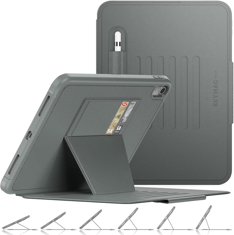 SEYMAC stock حافظة SEYMAC المخزنة لجهاز iPad (A16) الجيل الحادي عشر/العاشر 11/10.9 بوصة حماية كاملة من السقوط حافظة قلم رفيعة مخيطة حافظة مغناطيسية مع وظيفة الإغلاق - Image 1