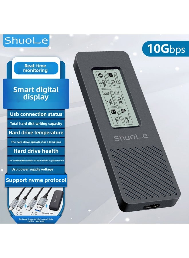 Shuole M2 Solid-state Display Hard Disk Box NVME Protocol To TYPE-C Smart Mobile Hard Disk Box With Screen-Color:Sl-tp16-p With A-c+c-c-10g Data Cable + Hard Drive Package---chinese Packaging - Image 1