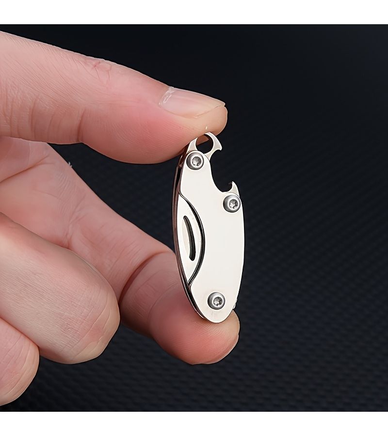 سكين محمول صغير EDC مع أداة فتح زجاجات صغيرة كمفتاح قلادة، قطعة واحدة. - Image 1