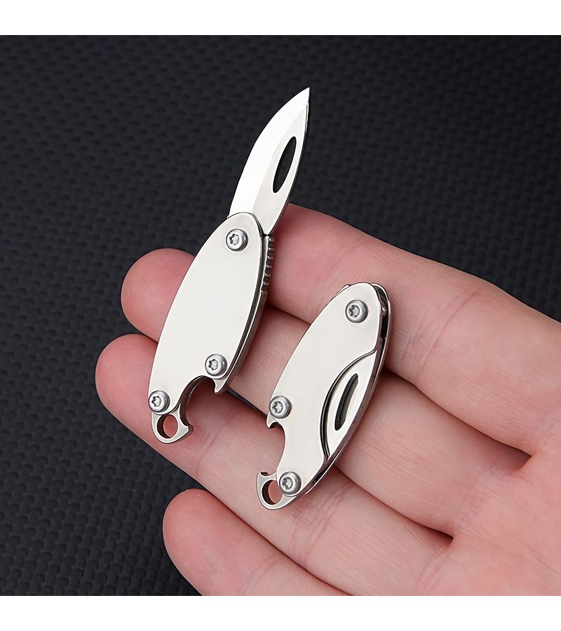 سكين محمول صغير EDC مع أداة فتح زجاجات صغيرة كمفتاح قلادة، قطعة واحدة. - Image 5