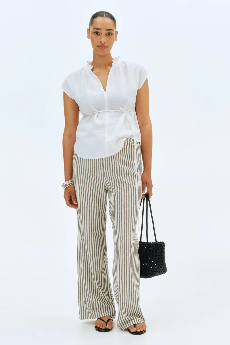 H&M MAMA Tie-belt muslin blouse