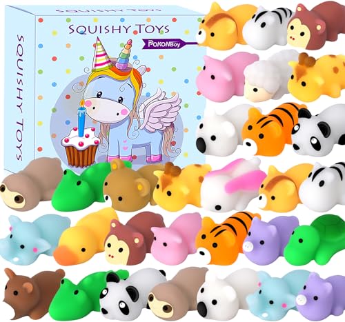 POKONBOY 30 Pcs Squishies Mochi Toys Mini Kawaii Squishy Forest Animals Squeeze Stress Relief Toys Easter Basket Stuffers Christmas Birthday for Kids - Image 1
