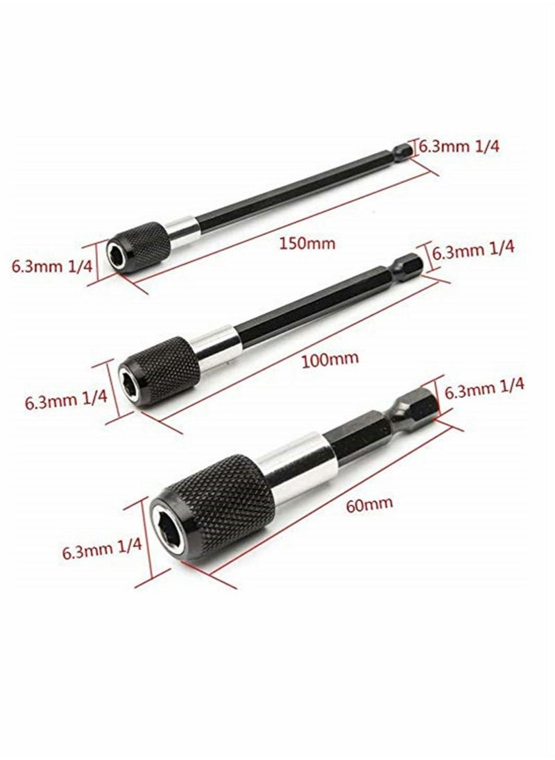 SYOSI - 1/4 Inch Hex Shank Magnetic Screwdriver Bit Holder, Hex Shank Quick Change Drill Extension Bit Set 2", 4", 6" Extension Set for Screws, Nuts, And Any Drill And Handheld Driver (3 PCS) - Image 1