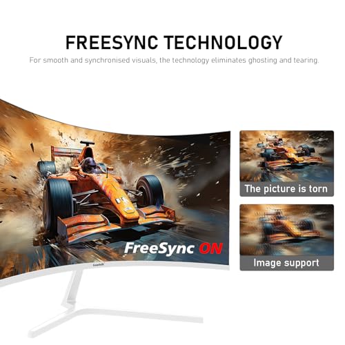 Gawfolk 27 Inch PC Computer Screen,1800R Curved Gaming 280Hz Monitors, FHD 1080p 1ms, Freesync, 98% sRGB,178 ° Angle View HDMI2.0、DisplayPort, Compatible with Wall-Mounted 100 * 100MM-White - Image 3