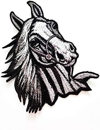 Daily Crafts Horse Contest Champion Black Head Horse Riding Farm Cartoon Children Kids Students Patch VestJacket Biker Patch Motorcycle Rider Biker Tattoo Jacket TShirt Patch Sew Iron on Embroidered Sign Badge