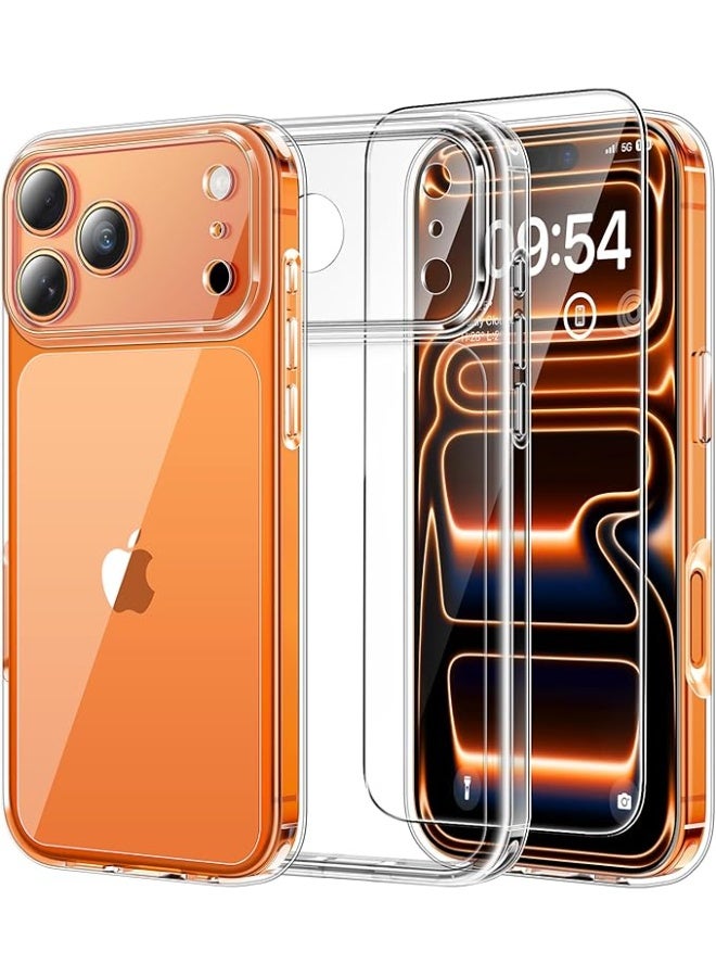 For iPhone 17 Pro Case, Full Camera Protection with Screen Protector, Anti-Yellowing Military-Grade Protection Shockproof Slim Phone Case for iPhone 17 Pro, Clear - Image 1