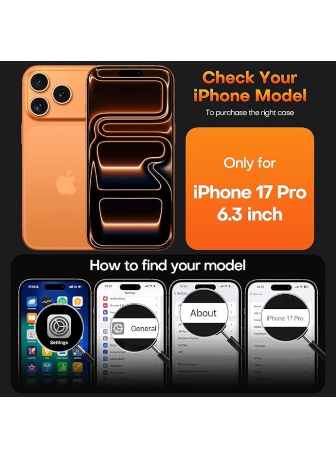 For iPhone 17 Pro Case, Full Camera Protection with Screen Protector, Anti-Yellowing Military-Grade Protection Shockproof Slim Phone Case for iPhone 17 Pro, Clear - Image 5