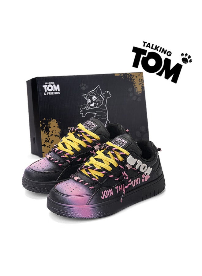 Talking Tom Uni Spring New Casual Loafers Thick-soled Commuting Leisure Trendy Shoes Black Pink Size 40 - Image 1