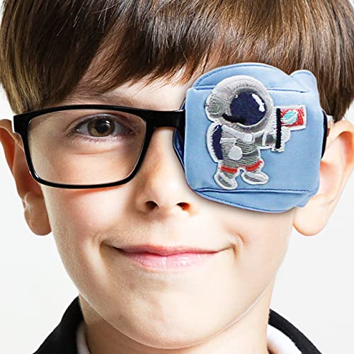 Astropic 3D Silk Eye Patch for Kids | Boys Eye Patch for Glasses | Medical Eyepatch for Children with Lazy Eye (Blue - Astronaut, Left Eye) - Image 2