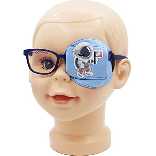 Astropic 3D Silk Eye Patch for Kids | Boys Eye Patch for Glasses | Medical Eyepatch for Children with Lazy Eye (Blue - Astronaut, Left Eye) - Image 1