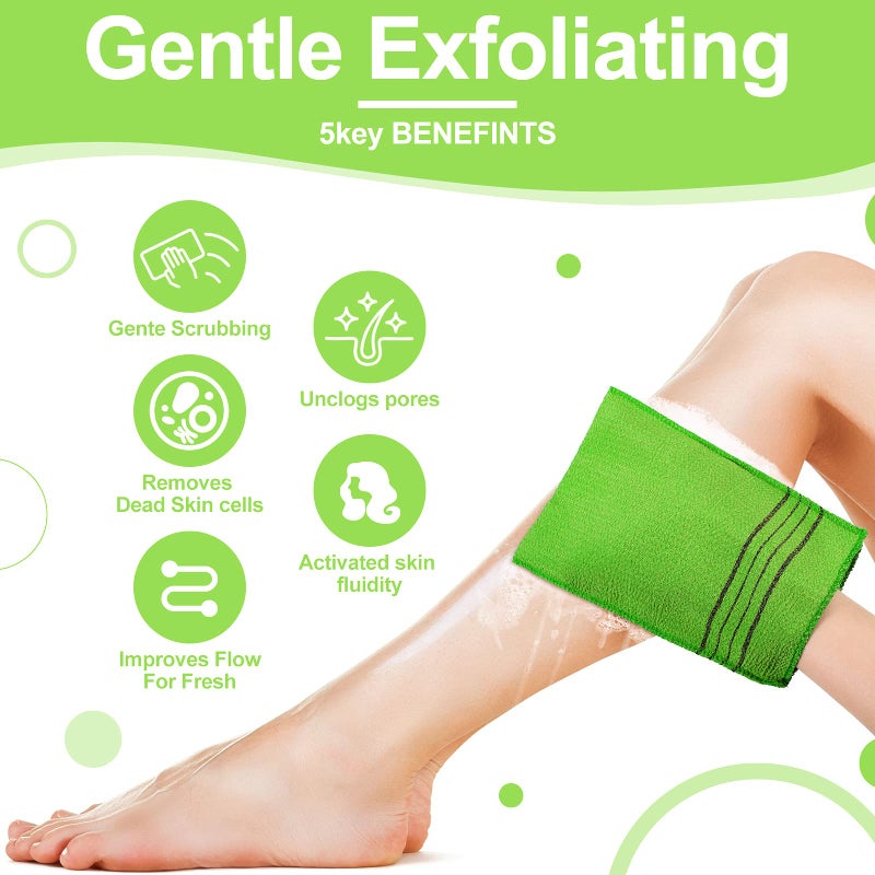 Tatuo 12 Pieces Korean Exfoliating Mitt Glove Italy Towel Body Skin Scrubber Exfoliating Scrubber for Remove Dead Skin Washcloth Korean(Large,Yellow, Green, Blue, Pink) - Image 3