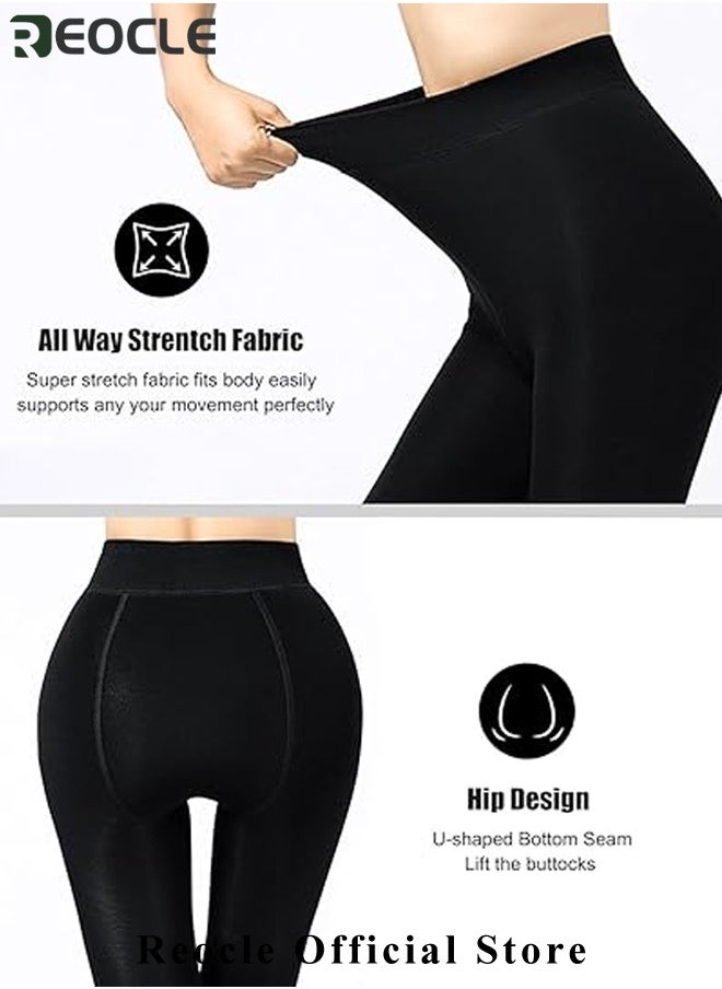REOCLE Women's Lined Tights Warm Pantyhose Leggings Thick Tights Translucent Warm Plush Lined Elastic Tights  - Image 3