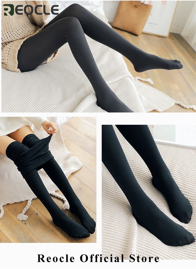 REOCLE Women's Lined Tights Warm Pantyhose Leggings Thick Tights Translucent Warm Plush Lined Elastic Tights  - Image 2