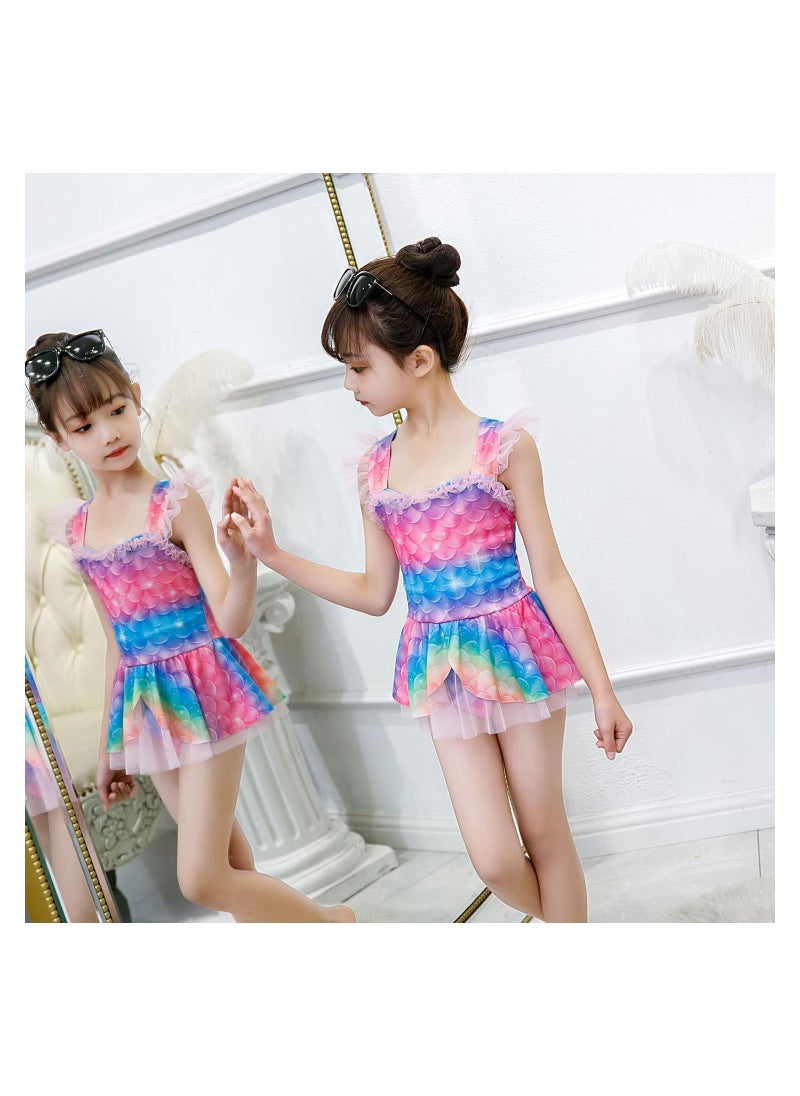 Cutie Cute Cute Little Princess Children's Western-Style One-Piece Mermaid Swimsuit Quick-Dry Bathing Suit Beach Swimwear For Girls With Swimming Cap  - Image 3